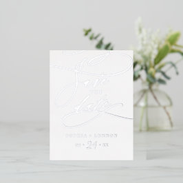 Romantische Silberfolienkalligraphie Save the Date Folie Einladungspostkarte