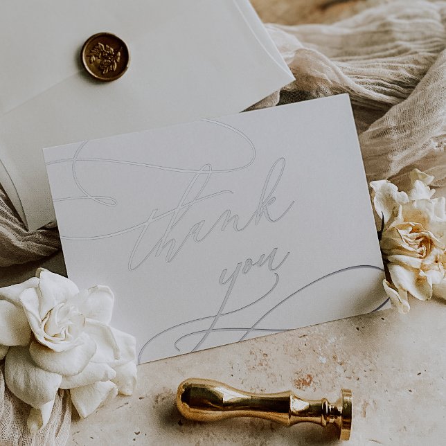 Romantische Silberstreifen Hochzeit Danke Karte (Romantic Silver Foil Wedding Thank You Card)