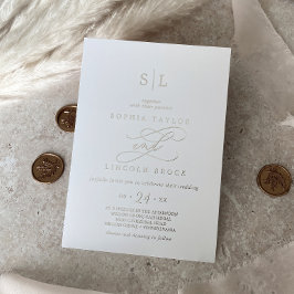 Romantische Silberstreifen-Kalligrafie-Monogramm-H Folieneinladung