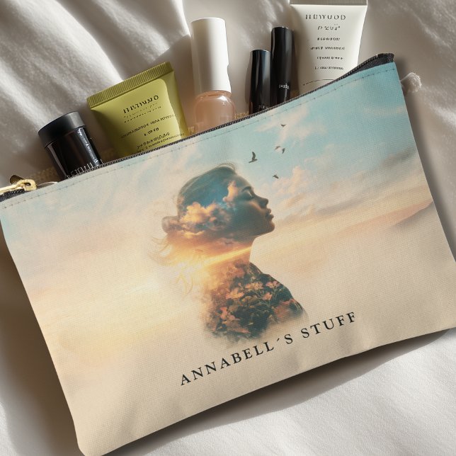 Romantische Silhouette der Natur Zubehörtasche (Romantic Woman Nature Silhouette Custom Accessory Pouch)