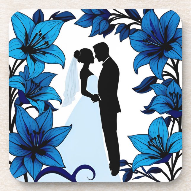 Romantische Silhouette eines Paares Getränkeuntersetzer (Vorderseite)