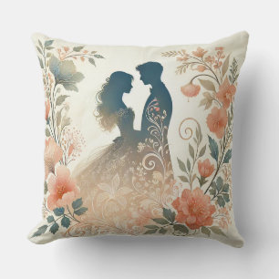 Romantische Silhouette eines Paares Kissen