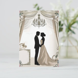 💍 Romantische Silhouette eines Paares mit florale Einladung