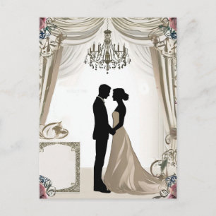 💍 Romantische Silhouette eines Paares mit florale Postkarte
