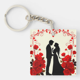 Romantische Silhouette eines Paares Schlüsselanhänger