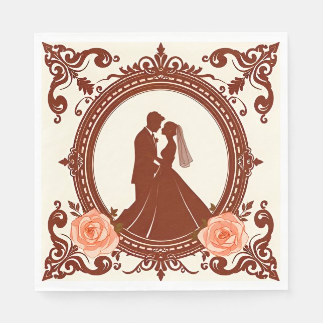 Romantische Silhouette eines Paares Serviette (Vorderseite)