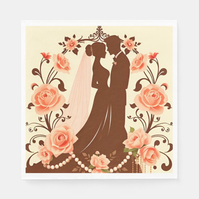 Romantische Silhouette eines Paares Serviette (Vorderseite)