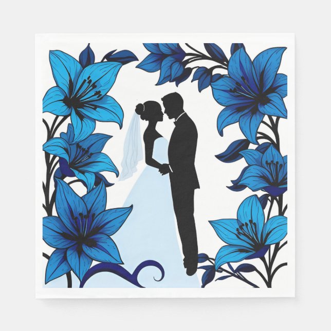 Romantische Silhouette eines Paares Serviette (Vorderseite)