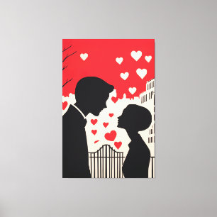 Romantische Silhouette Stadtbild Kunst Leinwanddruck