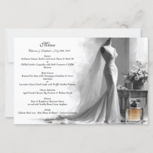 Romantische Sketch-Hochzeitsmenü mit Vintagem Parf