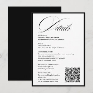 Romantische Skriptkalligraphie Details QRcode Hoch Begleitkarte