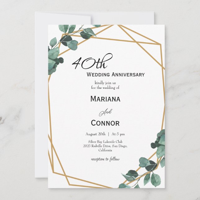 Romantische Smaragdgrün Hochzeitstag Einladung (Vorderseite)