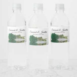 Romantische Smaragdgrüne Rose Elegante Hochzeit Wasserflaschenetikett