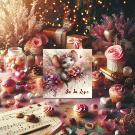 Romantische so in Liebe Aquarellfarbe Maus Valenti Feiertagskarte