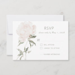 Romantische Soft Blush Pfingstrose Hochzeit RSVP K Karte