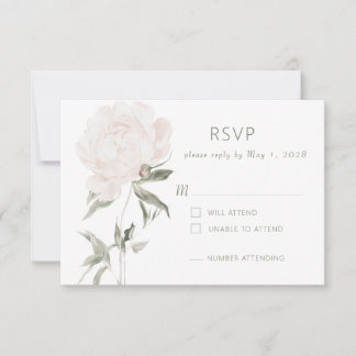 Romantische Soft Blush Pfingstrose Hochzeit RSVP K Karte