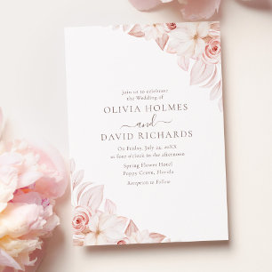 Romantische Soft Blush Rosen Hochzeitseinladung Einladung