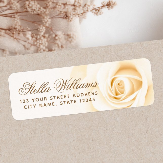 Romantische Soft Creme Elfenbein Rose Rücksendeadr (Romantic soft cream ivory rose return address label)