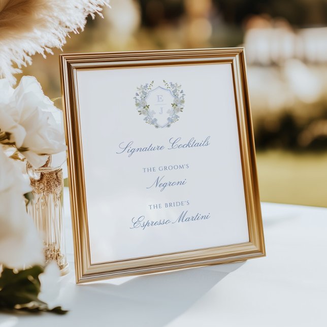 Romantische SoftBlue Monogram Wappen Signature Dri Poster (Von Creator hochgeladen)