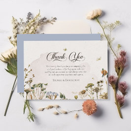 Romantische Sommer-Trockenblumen-Hochzeit Dankeskarte