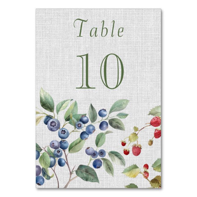 Romantische Sommerbeeren Hochzeit Tischnummer (Vorderseite)