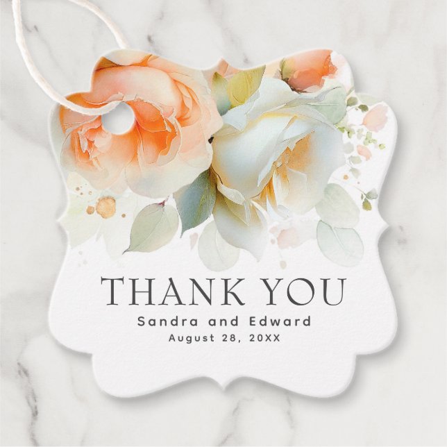 Romantische Sommergarten Blume Hochzeit Danke Geschenkanhänger (Vorderseite)