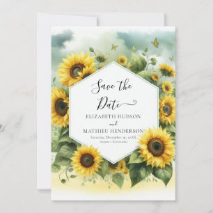 Romantische Sonnenblumenhochzeit Save The Date