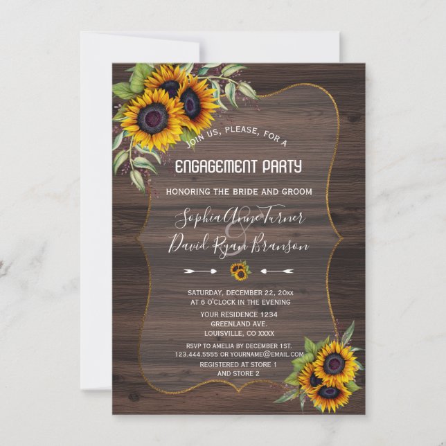 Romantische Sonnenblumenpartei Einladung (Vorderseite)