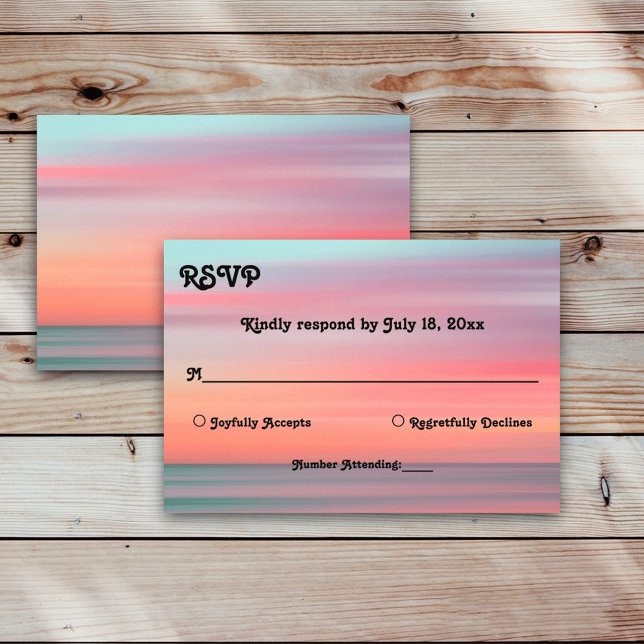 Romantische Sonnenuntergang Blue Sky Beach Hochzei RSVP Karte (Von Creator hochgeladen)