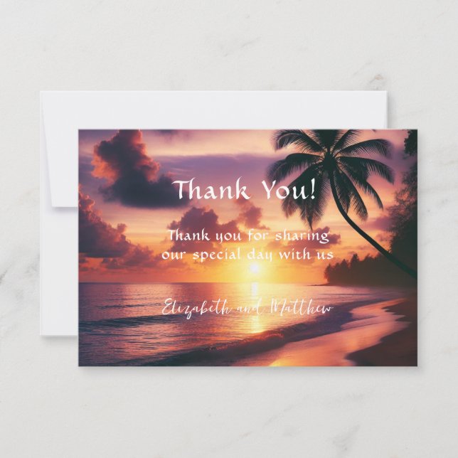Romantische Sonnenuntergang Dankeskarte (Vorderseite)