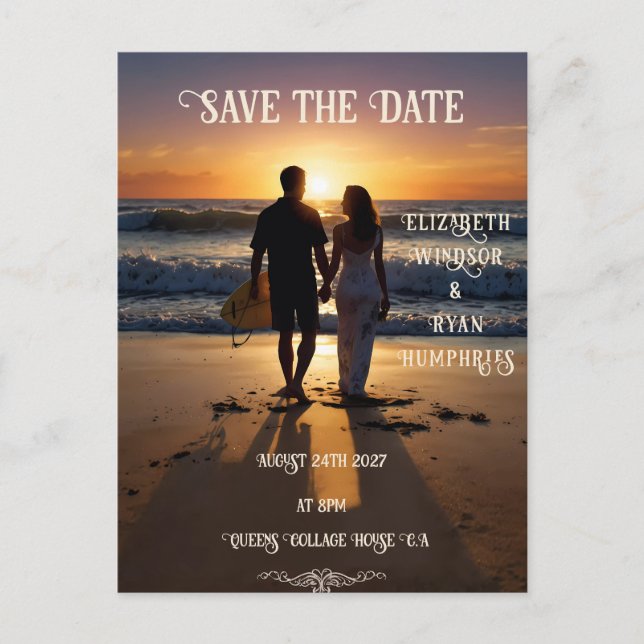 Romantische Sonnenuntergang mit tropischer Eleganz Postkarte (Vorderseite)