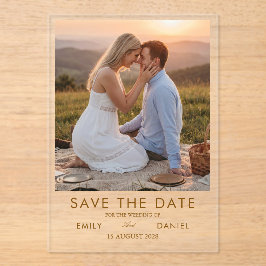 romantische Sonnenuntergangs-Foto-Save-the-Date-Ka Acryleinladungen