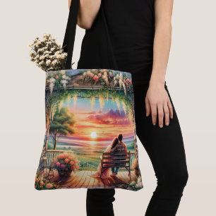 Romantische Sonnenuntergangs-Veranda-Illustration