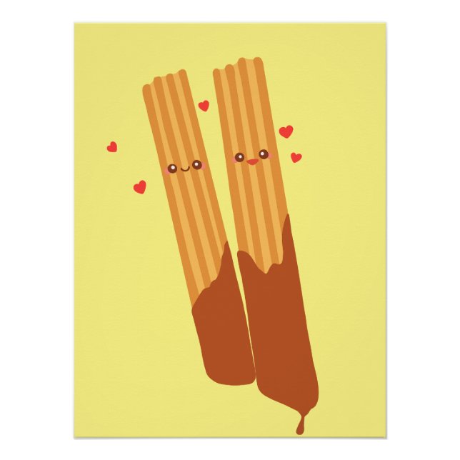 Romantische Spanische Churros mit Schokolade Poster (Vorderseite)