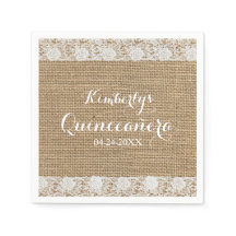 Romantische Spitzen und Burlap Quinceñera Papier N