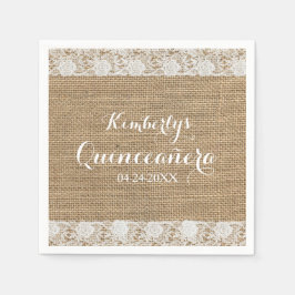 Romantische Spitzen und Burlap Quinceñera Papier N Serviette