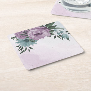 romantische staubige lila und blaue Blumen Rechteckiger Pappuntersetzer