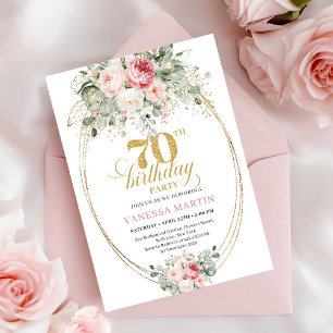Romantische staubige rosa Blumen-Einladungen zum 7 Einladung