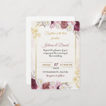 Romantische staubige Rosen-Blumen-Hochzeitseinladu