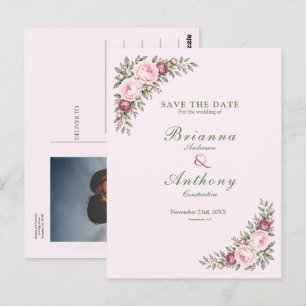Romantische, staubige Rosen-Pfingstrosen-Botanik-H Postkarte