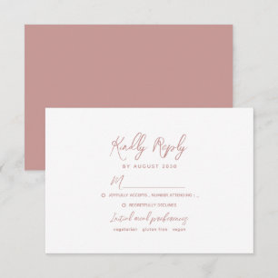 Romantische Staubige Rosenhochzeit RSVP Karte