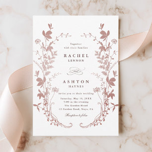 Romantische Staubrose Botanische Hochzeitseinladun Einladung
