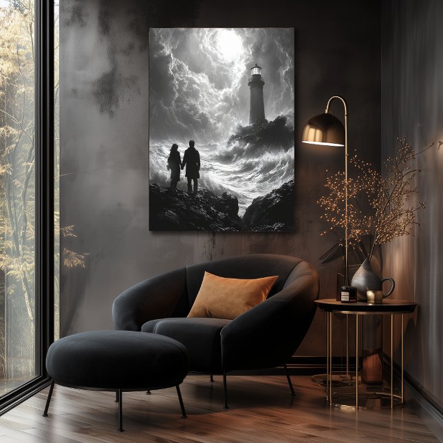 Romantische Stormy Shore mit Leuchtturm - Kohle Poster (Von Creator hochgeladen)