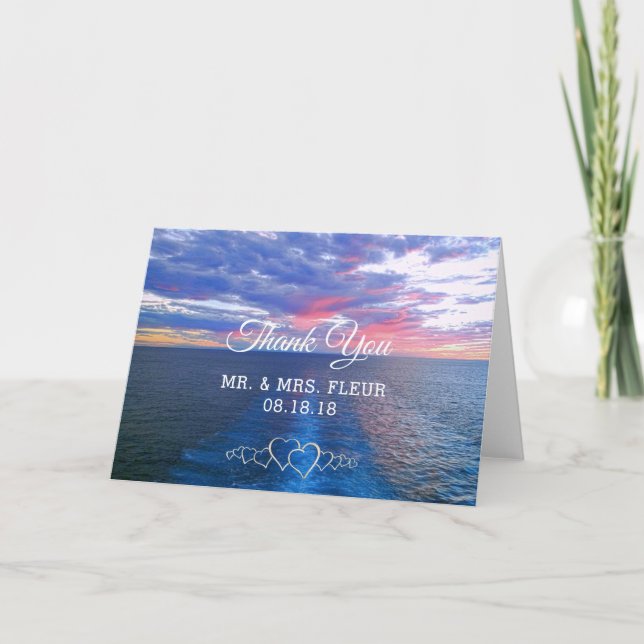 Romantische Strandhochzeit Danke Ocean Sunset (Vorderseite)