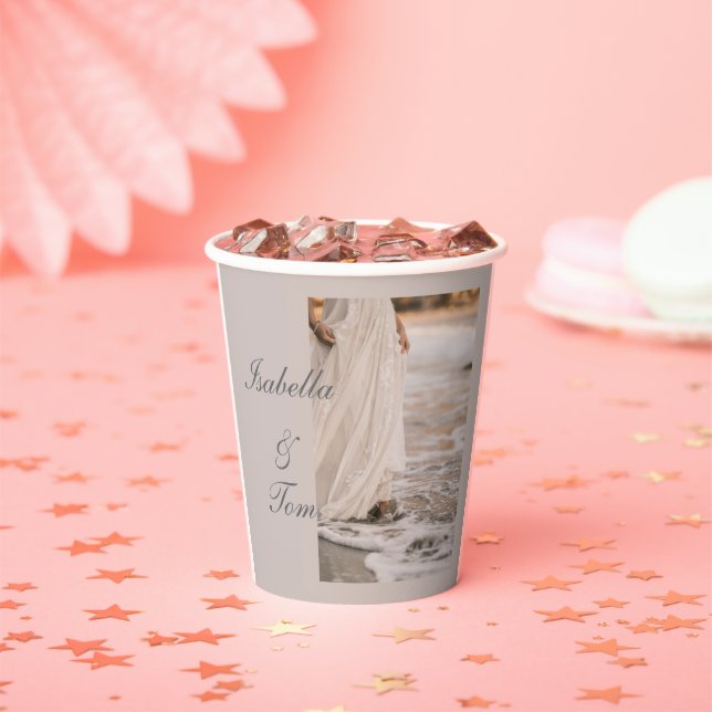 Romantische Strandhochzeit Personalisiert  Pappbecher (Insitu)