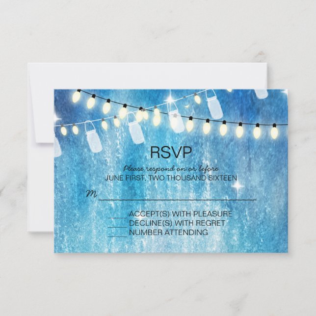 Romantische String Lights RSVP Cards Karte (Vorderseite)