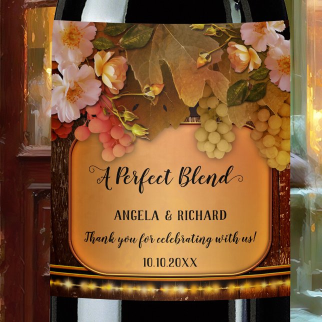 Romantische String Lights Trauben und Rose Weinkel Weinetikett (Von Creator hochgeladen)