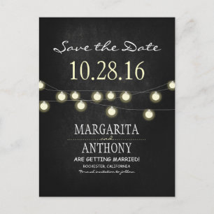 Romantische Stringklatsche Save the Date Ankündigungspostkarte