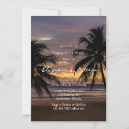 Romantische Sunset Beach Engagement Party Einladung