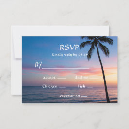 Romantische Sunset Beach Hochzeitkarten RSVP Karte